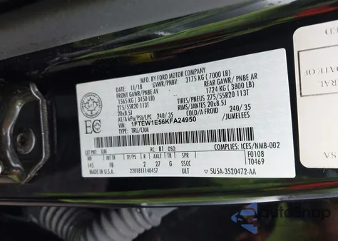 2019 Ford F-150 Xlt z USA, uszkodzony, nr VIN 1FTEW1E56KFA24950